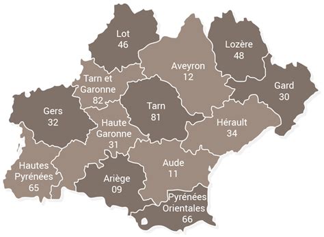 Région Occitanie et ses départements