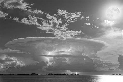 Full Moon Lightning Storm In Black And White Photograph by James BO Insogna