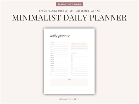 Minimalist Daily Planner Printable, ADHD Adult Schedule, Undated to Do ...