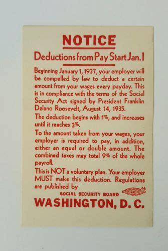 1936 Franklin D.Roosevelt Social Security Board announcement leaflet ...