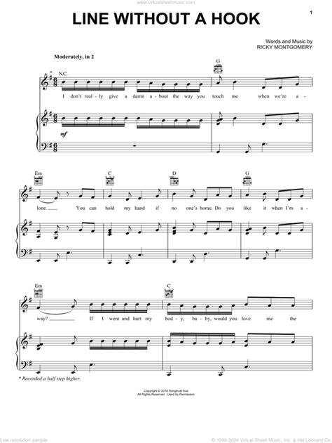 Line Without A Hook sheet music for voice, piano or guitar (PDF)