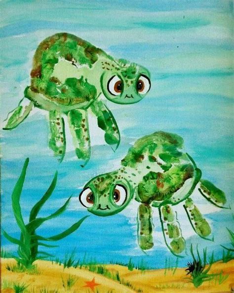 Turtle Handprint Art...adorable Hand & Footprint Art Ideas! Kids Crafts, Daycare Crafts, Baby ...