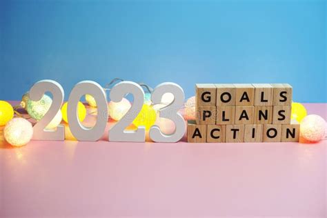 2023 New Year Goals, Plan, Action Alphabet Letters on Blue and Pink ...