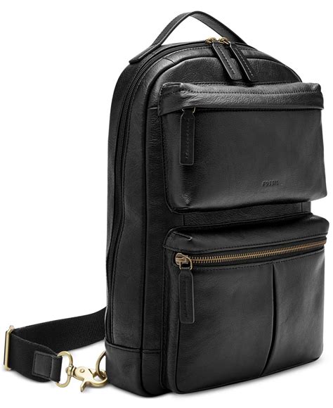 Fossil Abrams Leather Sling Backpack in Black for Men - Lyst