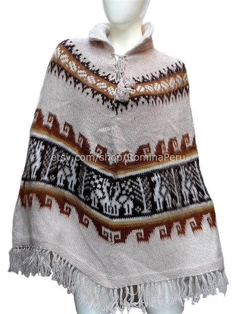 Peruvian Poncho BEIGE, Alpaca Poncho for Women , Peruvian Alpaca Wool ...