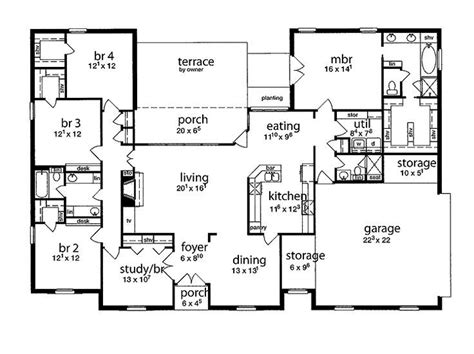 floor plan 5 bedrooms single story | Five Bedroom Tudor | 5 bedroom house plans, Bedroom house ...