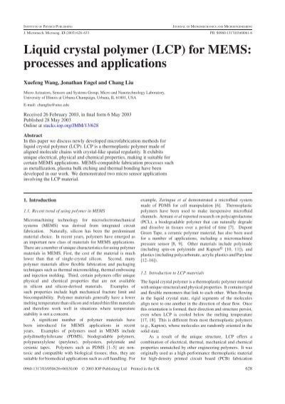 Liquid crystal polymer (LCP) for MEMS: processes and applications