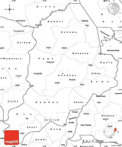 Blank Simple Map of Borno