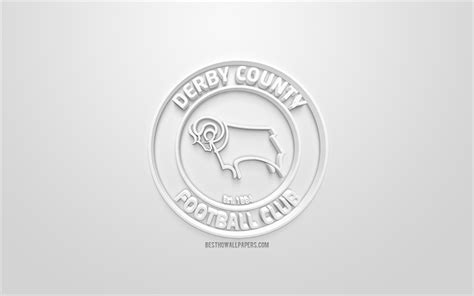 Download wallpapers Derby County FC, creative 3D logo, white background ...