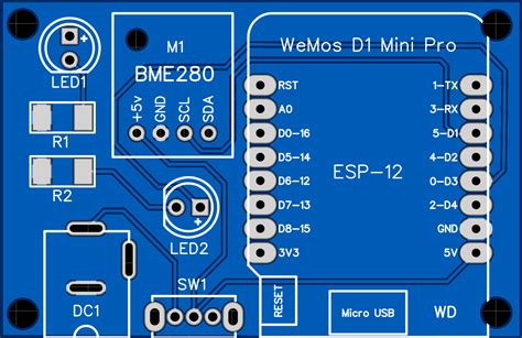 Wemos D1 Mini Pro ESP-12 with BME280 - EasyEDA