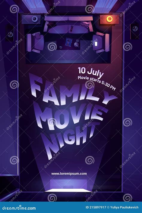 Vector Poster of Family Movie Night on Tv Stock Vector - Illustration ...