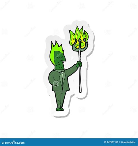 Sticker of a Cartoon Devil with Pitchfork Stock Vector - Illustration ...