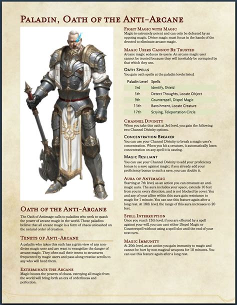 5E Paladin, Oath of the Anti-Arcane