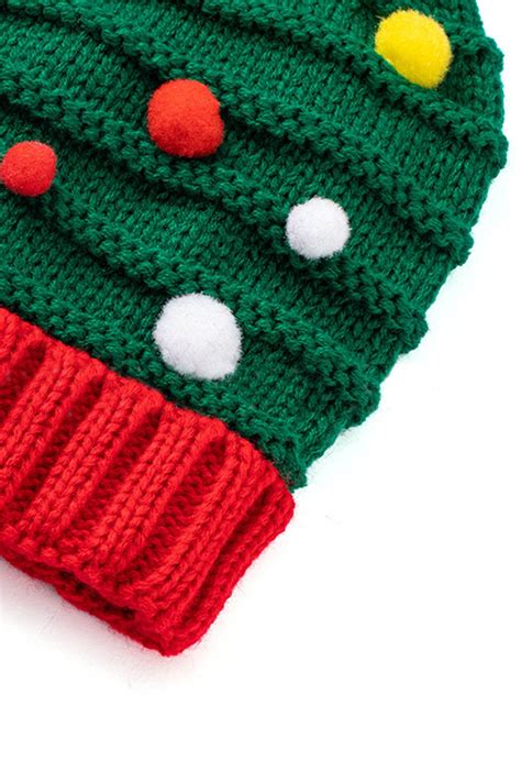 Christmas Tree Pom-Pom Beanie Hat - Retro, Indie and Unique Fashion