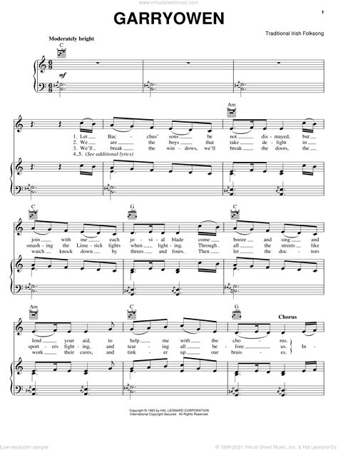 Gary Owen sheet music for voice, piano or guitar (PDF)