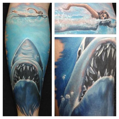 Jaws by Tattooist Randy Engelhard Heaven of Colours - amazing Ink ! | Shark tattoos, Body art ...