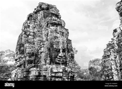 Bayon temple faces Stock Photo - Alamy