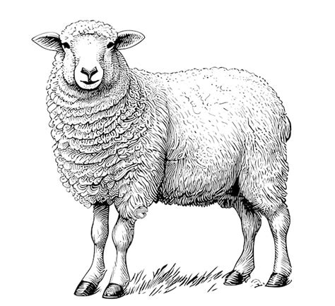 Premium Vector | White sheep farm hand drawn sketch vector illustration ...