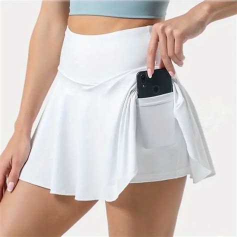 Solid Color Sports Skorts Pockets Tennis Yoga Golf Workout - Temu