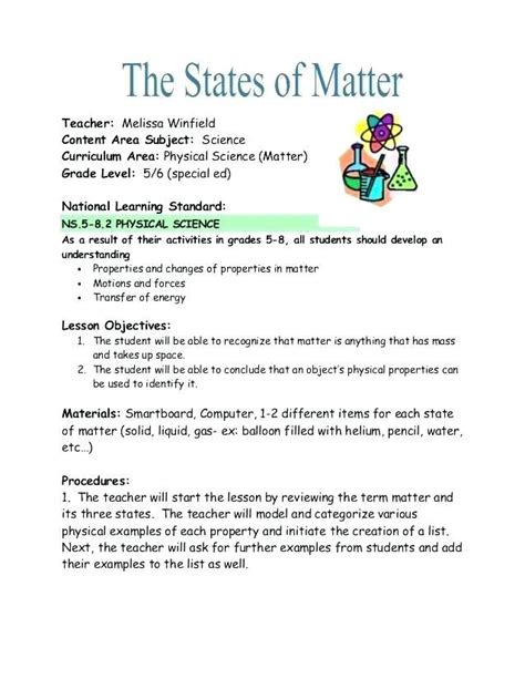 Physical Science Worksheets Grade 5