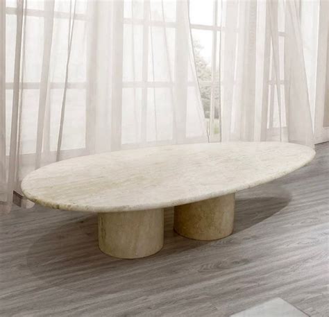 Oval Marble Coffee Table in Real Marble Travertine. - Etsy