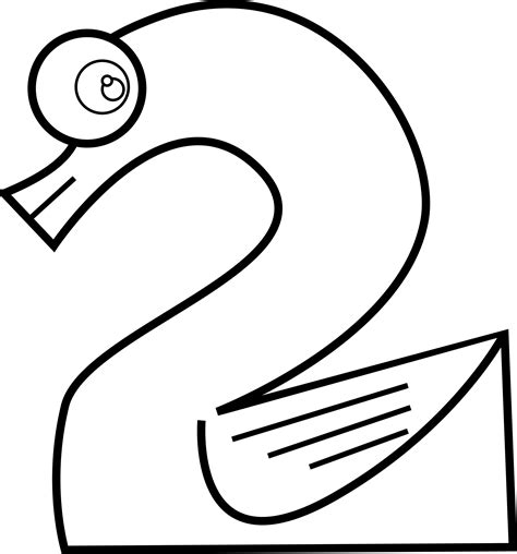 Clipart - Animal Number Two Line Art