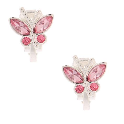 Butterfly Clip On Earrings - Pink | Claire's