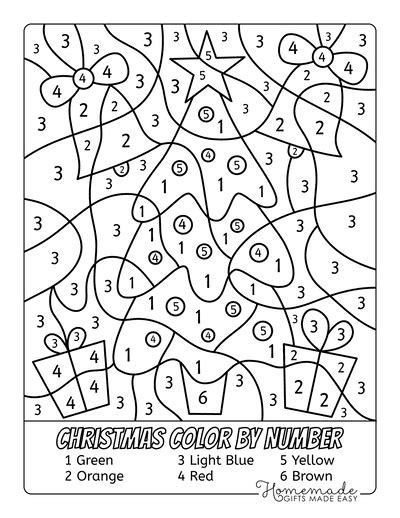 Free Printable Color By Number Christmas Coloring Pages