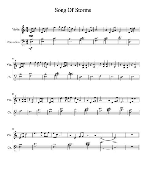 Song Of Storms sheet music for Violin, Contrabass download free in PDF or MIDI