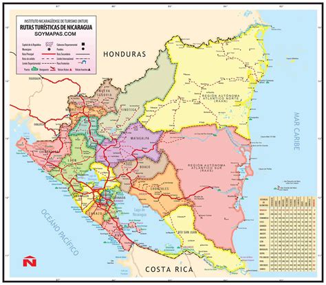 Mapa turístico de Nicaragua