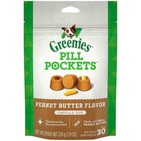 GREENIES PILL POCKETS Capsule Size Natural Dog Treats with Real Peanut ...