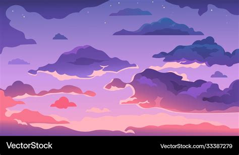 Cartoon evening sky sunset or morning landscape Vector Image