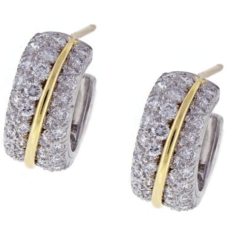 Cartier Diamond Hoop Earrings For Sale at 1stdibs