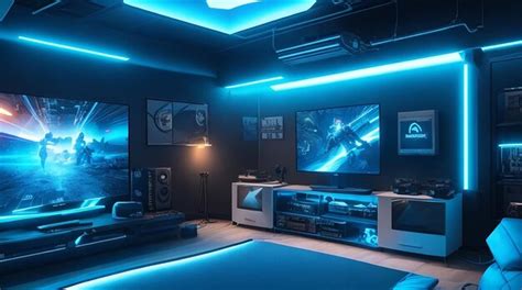 Premium AI Image | virtual reality gaming room with dynamic lighting ...