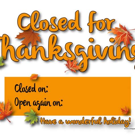 Thanksgiving Closed Sign Printable - FREE DOWNLOAD - Aashe