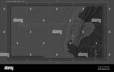 Ecuador with Galapagos Islands highlighted on a Bilevel elevation map with lakes and rivers map ...