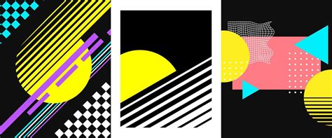 80's posters set. Collection of abstract illustrations in retro style ...