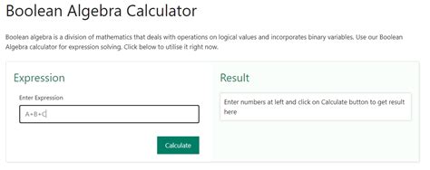 Boolean Algebra Calculator | Boolean Algebra & Expression Solver