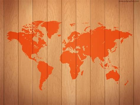 Wooden world map - PSDgraphics