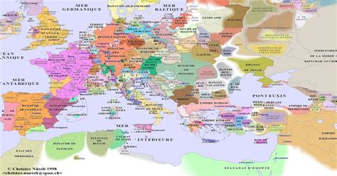 Carte Politique Détaillée de l'Europe en 1300 AD [intense political map ...