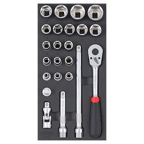 Metric Socket Set 1/2'', 23-PCS - SMALL SFS - Sonic Tools