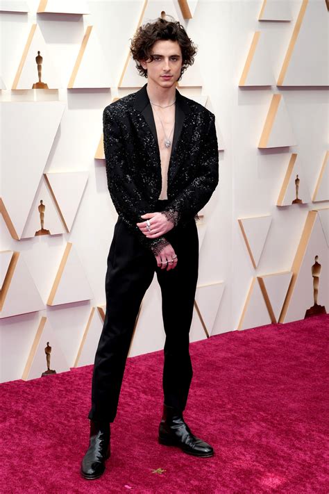 Timothée Chalamet Was Shirtless on the Oscars 2022 Red Carpet — See ...