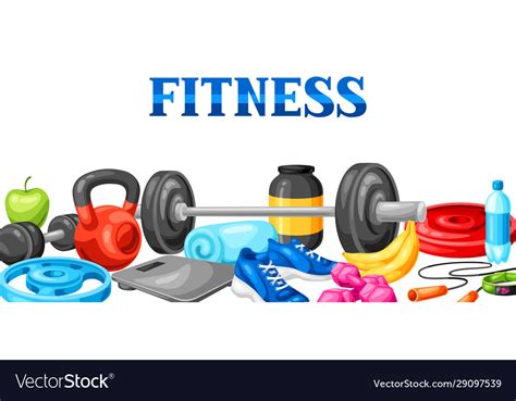 Background with fitness equipment Royalty Free Vector Image