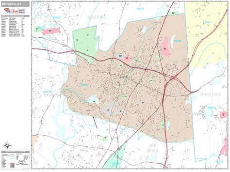 Meriden Connecticut Wall Map (Premium Style) by MarketMAPS