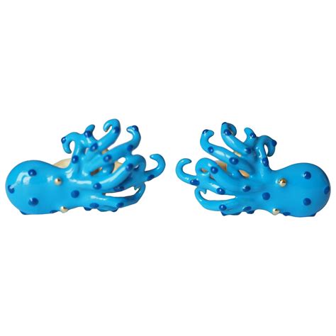 Carved Coral Octopus Cufflinks at 1stDibs