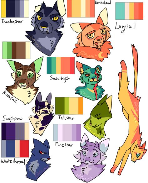 Warrior cats color palettes by Minmit on DeviantArt