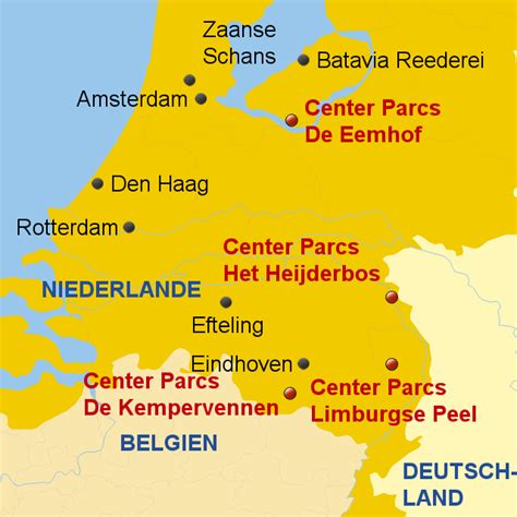 Holland Center Parcs von alpetour - Landkarte für die Niederlande