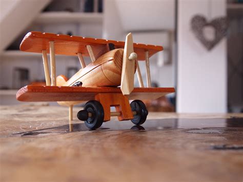 Stunning Vintage Wooden Airplane Old Biplane Model Handmade Wooden Toy Plane Antique Collectable ...