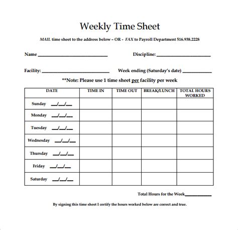 FREE 18+ Sample Weekly Timesheet Templates in Google Docs | Google Sheets | Excel | MS Word ...