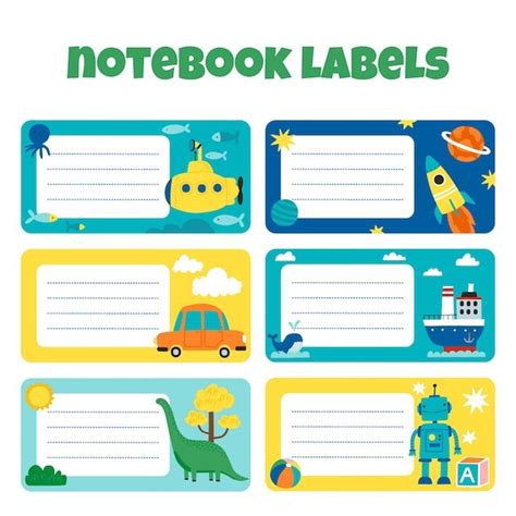 Free Vector | Hand drawn notebook label collection in 2024 | Notebook labels, School stickers ...
